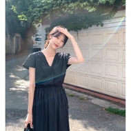 [8699] Front Label Dress With Drawstring Waist