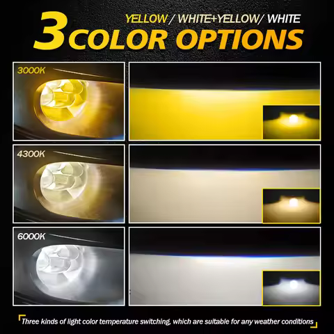 3" Bi-led Laser Projector Lens Fog Lamp H11 Auto Led Headlight 3 Colors Fog Light For Toyota Aurion 