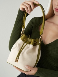 Charles & Keith Canvas Drawstring Bucket Bag - Multi