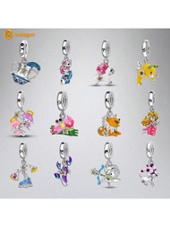 1 Mặt dây chuyền hạt cườm thời trang mạ bạc, Mặt dây chuyền 12 cung hoàng đạo nguyên bản, Bảo Bình,