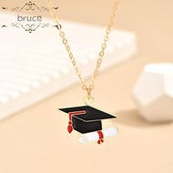 BRUCE1 Graduate Necklace, Doctoral Cap Graduation Season GARD Chain Choker, Cute Enamel Pin Commemorative Graduation Cap Clavicle Chain College