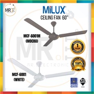 Milux MCF-6001 / MCF-6001M 5-Speed 3-Blade 60" Regulator Ceiling Fan (White/Mocha)