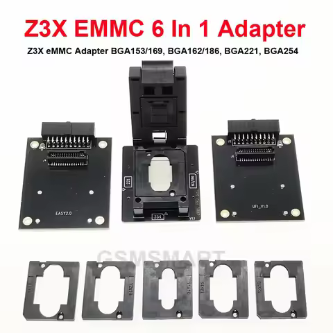 2026 NEW Z3X EMMC 6 IN1 Socket Adapter ( EMMC BGA 221.254.162.186.153.169) Socket For Z3x Easy Jtag 