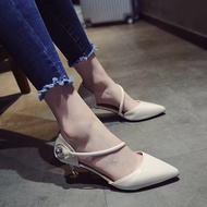 Sandals Female Korean version hundred stones Shallow Mouth shoes magic stickers Sexy fine heel heels