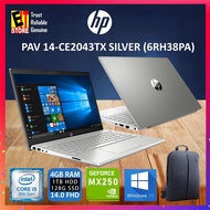 HP PAVILION 14-CE2043TX SILVER (6RH38PA) (I5-8265U/4GB/1TB+128GB/2GB MX250/W10/2YRS) + BACKPACK