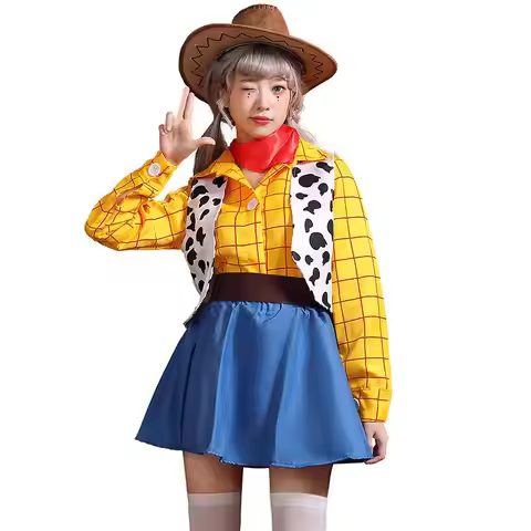 Women Western Cowboy Animation Halloween Cosplay Costume Adult Party Dress Up Outfit