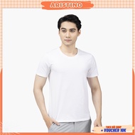 Áo thun nam ARISTINO chính hãng màu trắng trơn - cotton cổ tròn siêu mềm mát | AC22