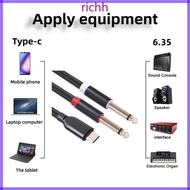 Richh USB C to 6 35mm 1 4inch TRS Cable Digital Chip for Mobilephone Tablets Laptops