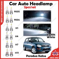 For Perodua Kelisa C6 Car Headlight Head Lamp LED White Light Bulb 6500k Lampu Besar Kereta Plug & P