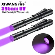 395nm UV Flashlight Ultraviolet Torch with Pen Clip Portable Purple Light Pet Urine Scorpion Detecto