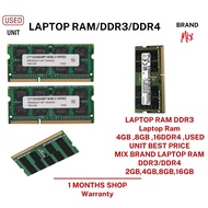 LAPTOP RAM DDR3  Laptop Ram  4GB ,8GB ,16DDR4 ,USED UNIT BEST PRICE