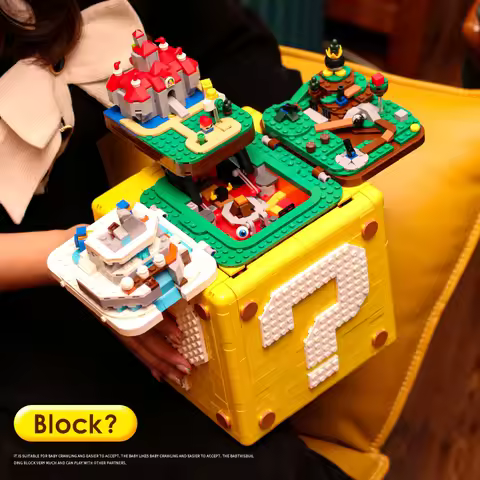 2064PCS Super Marioed 64 Question Mark Block Building Bricks Compatible With 71395 Game Props Model 