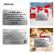 [Shiwaki] 2x Engraved Wallet Insert Card Metal Valentine's Day Gift Greeting Card for Anniversary Wedding Christmas Friends Him Her