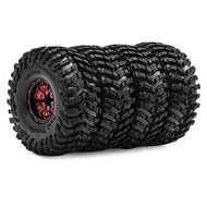 Black Coating Brass 1.0" Beadlock Wheel Tires Set for 1/18 RC Crawler Car Axial SCX24 AX24 TRX4M FCX