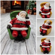 Santa Claus Napping in a Sofa Chair Handcrafted Christmas Figurine +Height: 3.8 inches Festive Decor