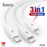 Hoco HK20 สายชาร์จ 3 in 1 3A ชาร์จเร็ว ความยาว 1.2 เมตร Lightning / Micro / TYPE-C Original Series Speed Charging USB Cable