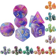 Boaed Game Dice 7pcs/set DND Dice Mixing-color Polyhedral Dice for DND Role-playing Caed Games Table