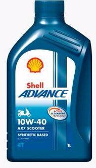 SHELL ADVANCE SCOOTER 4T ENGINE OIL AX7 10W-40 1L BLUE