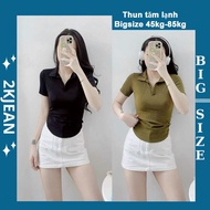 Bigsize women's t-shirt 45kg-85kg with collar - Women's body-hugging cotton t-shirt 2KJeans