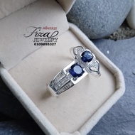 cincin couple perak 925 permata biru gelap ( blue sapphire ) , couple ring in blue sapphire cz stone