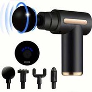 1pc Handheld Massage Gun, Personal Massage Gun With 4 Replacement Heads, 6 Speed Levels, 800mAh, Por