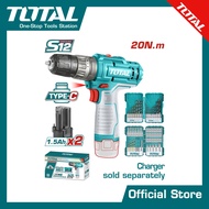 TOTAL สว่านกระแทกไร้สาย 12V. + ดอกไขควง + ดอกสว่าน COMBO SET57 รุ่น TOSLI240467