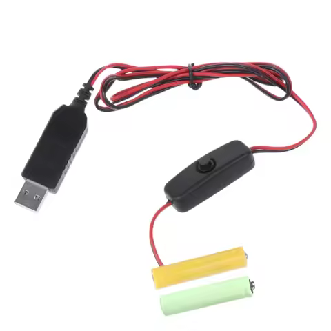USB to 3V(2x1.5V) LR03 AAA Dummy Battery Eliminator Cable w/Switch for LED Light