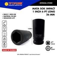 MATA TORA 36 mm 1 Inch 6 PT Impact Long Socket - Deep Impact Socket - TAIWAN