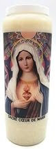 Prayer Candle in Glass Novena 18 x 7 cm 100% Vegetable Burn Time 9 Days - 216 Hours (Saint Mary Hear