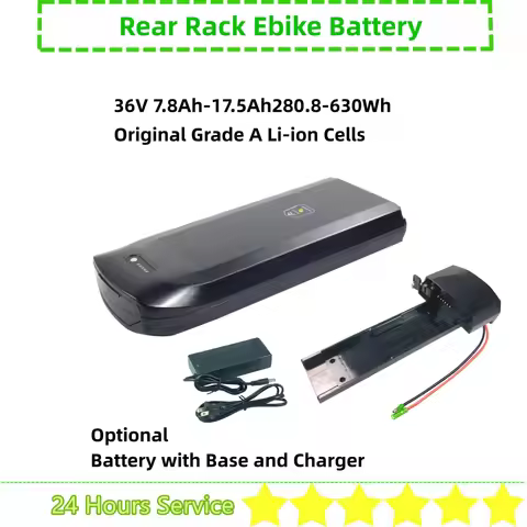 36Volt City Rear Rack Carrier Ebike Battery 36V 7.8Ah 8.8Ah 10.4Ah 13Ah 17.5Ah 24V 10.4Ah for Minerv