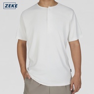 ZEKE A0035 Men's Henry Collar Short Sleeved T-Shirt Polo Shirt