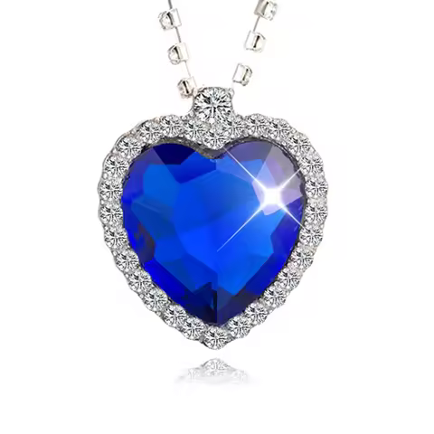 European and American Ocean Series Fashion Jewelry Ocean Blue Titanic Ocean Heart Blue Necklace Acce