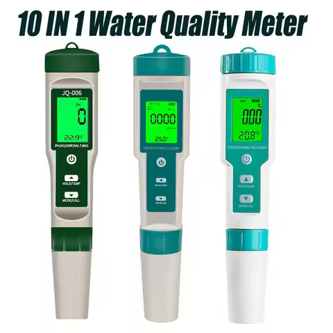 Digital PH Meter 10 in 1 Professional Water Quality Monitor Tester PH/EC/TDS/Salinity/Thermometer Mu