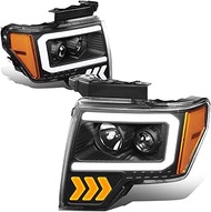 DNA Motoring HL-LB-T2-F15009-BK-AM Pair LED DRL Projector Headlight Corner Lamps