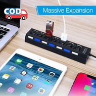 TOMBOL USB Hub 2.0 7 Port with On/Off Switch Button PC Laptop Computer Additional Device