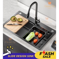 [Buy 1 FREE 10] Black Kitchen Sink Stainless Steel Sink Kitchen Faucet Water Tap Z Step Sink Dapur S