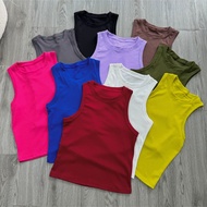 Women's Bigsize tank top Sleeveless 60-95kg big size fashion stretch ribbed fabric in basic color, e