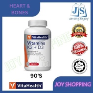 VitaHealth Vitamins K2 + D3 30'S / 90'S [ SUPPLEMENT FOR HEART AND BONES HEALTH ]  [ EXP DATE : 3/1/
