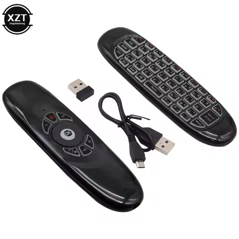 C120 Backlit Fly Air Mouse Gyro Sensor English Russian Wireless 2.4G RF Keyboard Remote Control For 