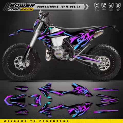 PowerZone Custom Team Graphics Backgrounds Decals Stickers Kit For KTM SX SXF MX 16-18 EXC XCW Endur