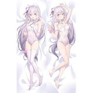 Emilia Dakimakura Waifu Pillowcase Re:Zero Cosplay 2-Side Print Anime Hing Body Cushion Cover Case