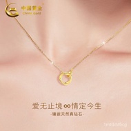 【保证质量】【Ensure quality】Chinese Gold（CHINA GOLD）【Mobius strip】Gold Necklace for Women999Pure Gold Diamond Chain520Valentin