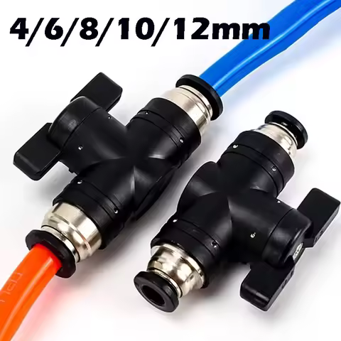 BUC 4mm 6mm 8mm 10mm 12mm Pneumatic Push In Quick Joint Connector Hand Valve To Turn Switch Manual B
