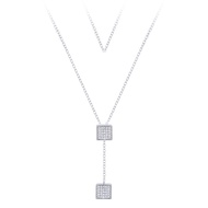 SilverThai สร้อยคอเงินแท้ 925 สไตล์ Halo Square พร้อมลูกบาศก์เซอร์โคเนีย Halo Square Style 925 Sterl