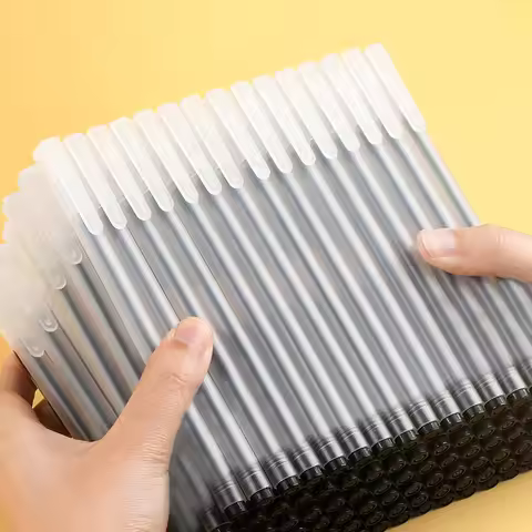 5/10/50Pcs Bulk Pack Retractable Gel Pens Set Black/Blue Ink Ballpoint Writing Refills for Office Sc