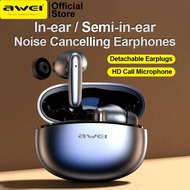 Awei T90 ENC 2 in 1 Noise Cancelling Earbuds Bass Bluetooth Earphone with Clear Call Microphone