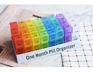 Travel Pill Storage Box Monthly 30 Days Medicine Container AM PM Twice Daily Dose 31 Days 4 Weeks Dr
