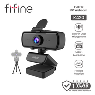 Fifine K420 1440P 2K 4MP Full HD Webcam USB Laptop Streaming with Noise Cancelling Microphone with P