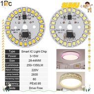SUHU 1Pc New LED Chip Warm White/White Light Plate 2835 SMD 15W 12W 9W 7W 6W 5W 3W Round AC220V Smart IC Driver Bulb Lamp Bean/Multicolor