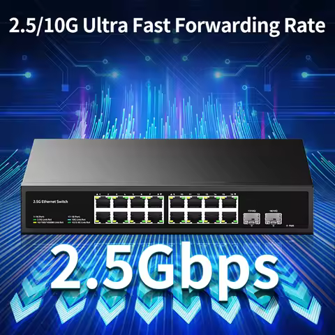 HORACO 16 Port 2.5G Switch 2 Port 10G SFP+ Slot Unmanaged Network Switch 120G Bandwidth Networking H